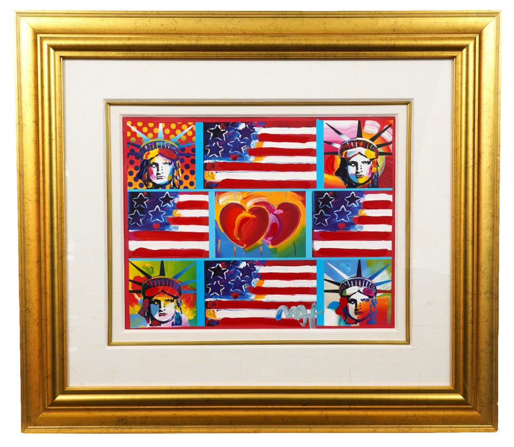 Appraisal: PETER MAX 'PATRIOTIC SERIES' MIXED MEDIA PAINTINGPeter Max America Born