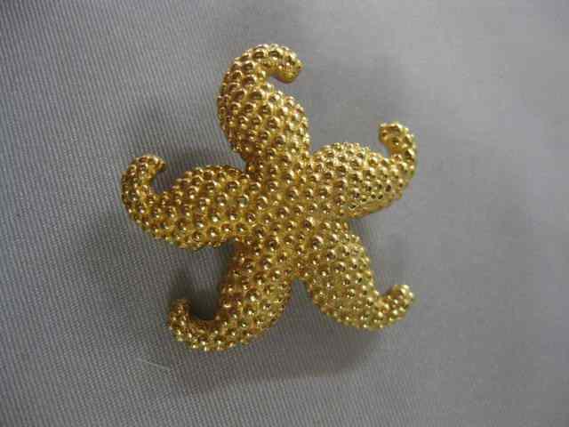 Appraisal: k Gold Figural Star fish Brooch - '' grams