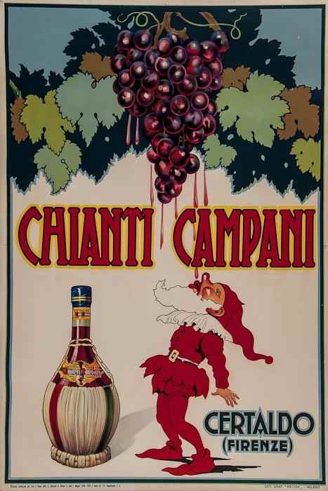 Appraisal: ANONYMOUS CHIANTI CAMPARI lithograph in colours cond B backed on