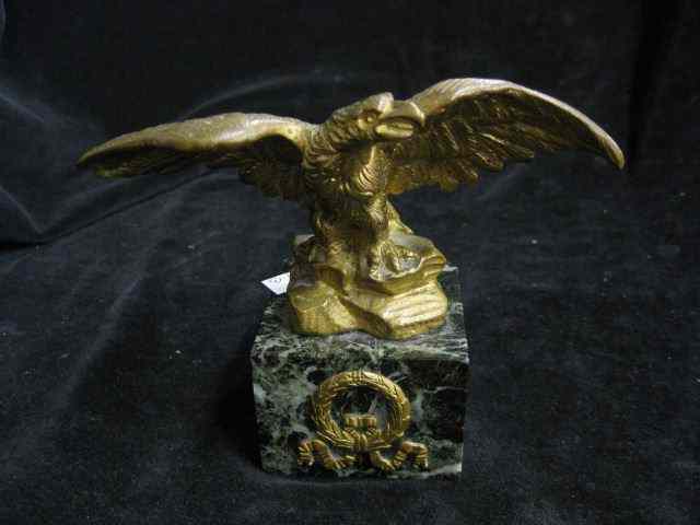 Appraisal: French Bronze Eagle on Green Marblesquare base with garland front