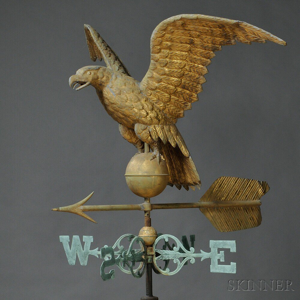 Appraisal: Large Gilt Molded Copper Eagle and Arrow Weathervane and Cast