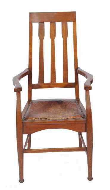 Appraisal: A set of six Art Nouveau oak chairs two carvers