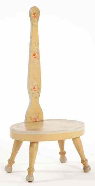 Appraisal: Painted Boot Stand th century oval plank foot rest with