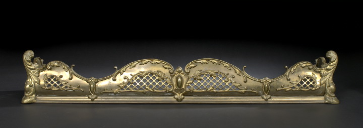 Appraisal: Large French Reticulated Brass Fireplace Fender in the Louis XV