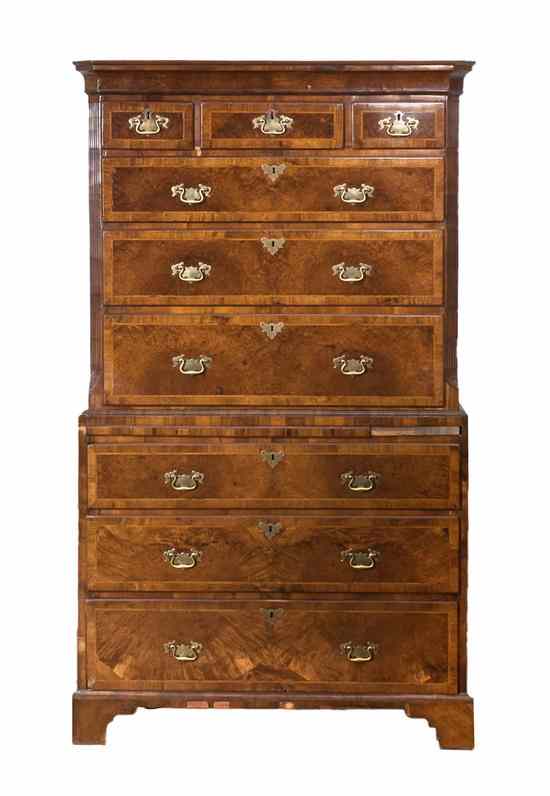 Appraisal: A George II Walnut Chest on Chest in two parts