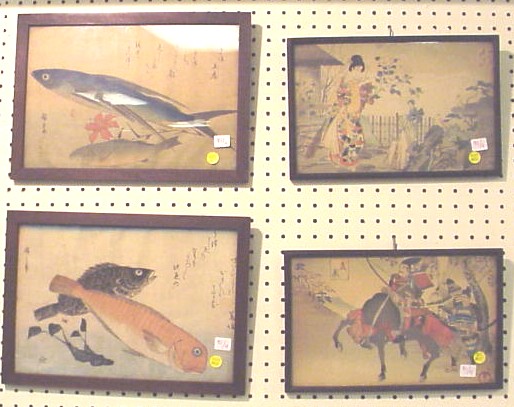 Appraisal: Japanese color woodblock prints including two Hiroshige fish prints probably