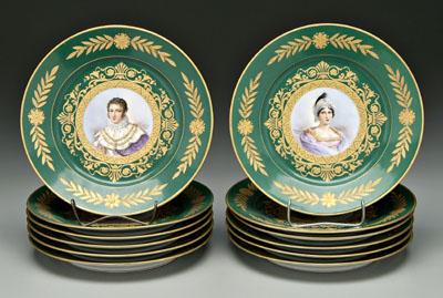 Appraisal: Set of Sevres Napoleonic plates each with portrait medallion centered