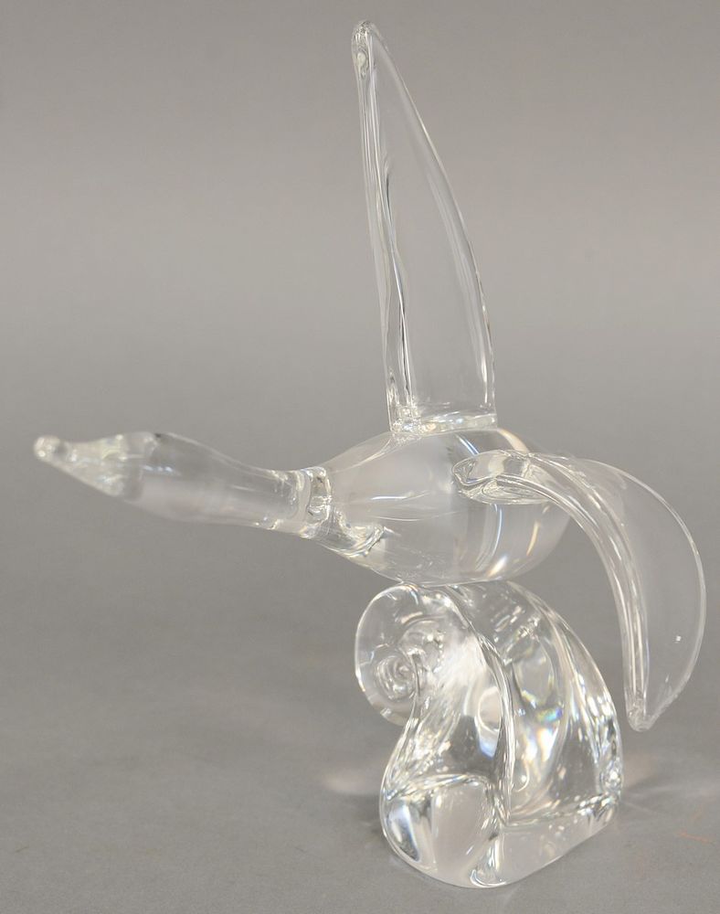 Appraisal: Steuben flying duck crystal figure by Lloyd Atkins signed on