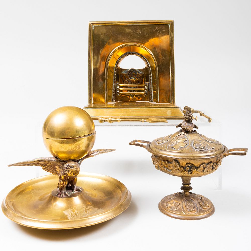 Appraisal: Group of Brass and Bronze Table Articles Comprising A miniature