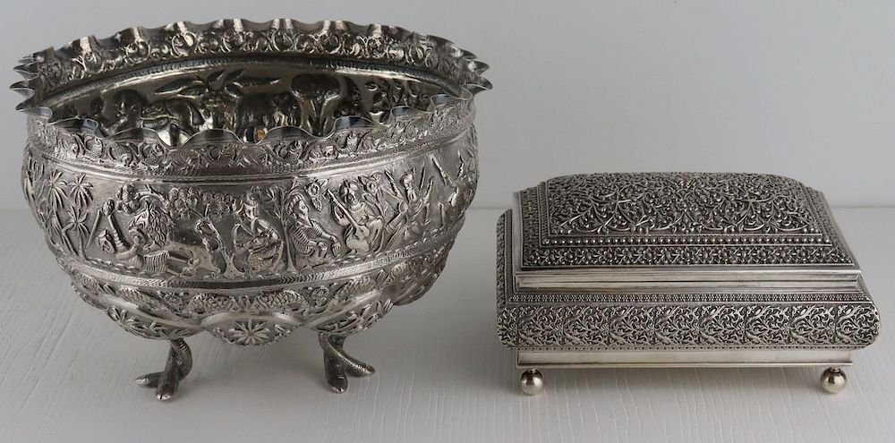 Appraisal: SILVER pcs of Indian Kutch Silver Hollow Ware Includes an