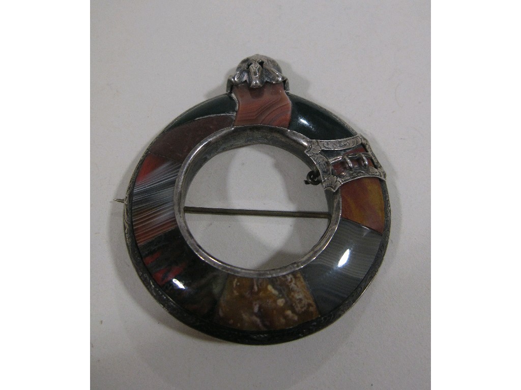 Appraisal: Victorian silver and agate brooch in the form of a