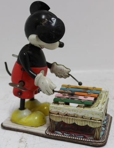 Appraisal: MID- TH CENTURY LINE MAR TOYS TIN WIND-UP MICKEYMOUSE WITH