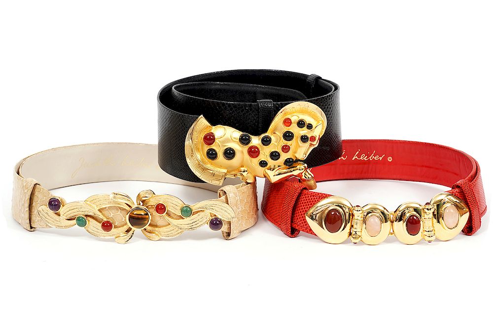 Appraisal: Judith Leiber Exotic Skin Jeweled Belts Collection of Judith Leiber