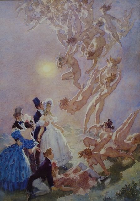 Appraisal: After Norman Lindsay - Visitants from the Moon reproduction print