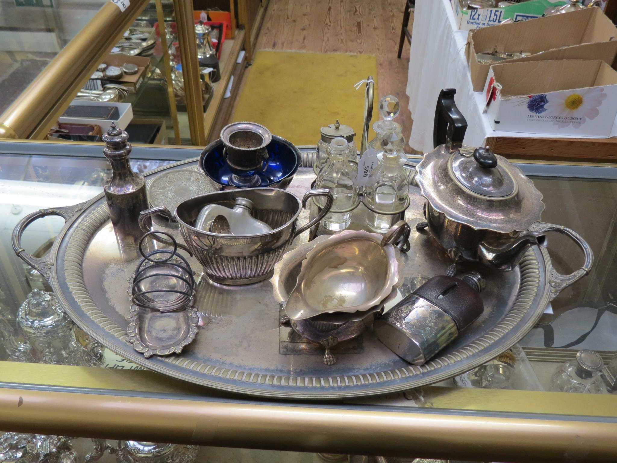 Appraisal: A large oval silver plated tray and other plated ware