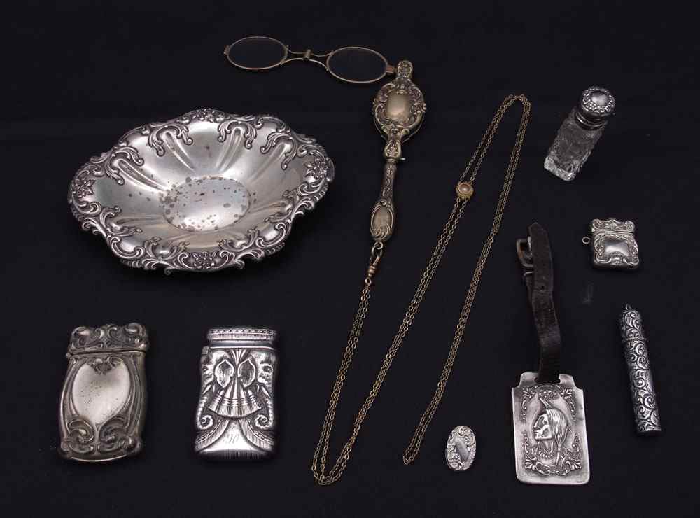 Appraisal: COLLECTION OF STERLING OBJECTS DE VERTU To include Elephant form