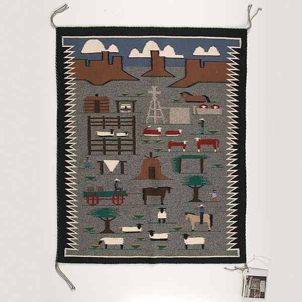 Appraisal: Linda Williams Navajo Pictorial Weaving commercial and hand-spun wool image