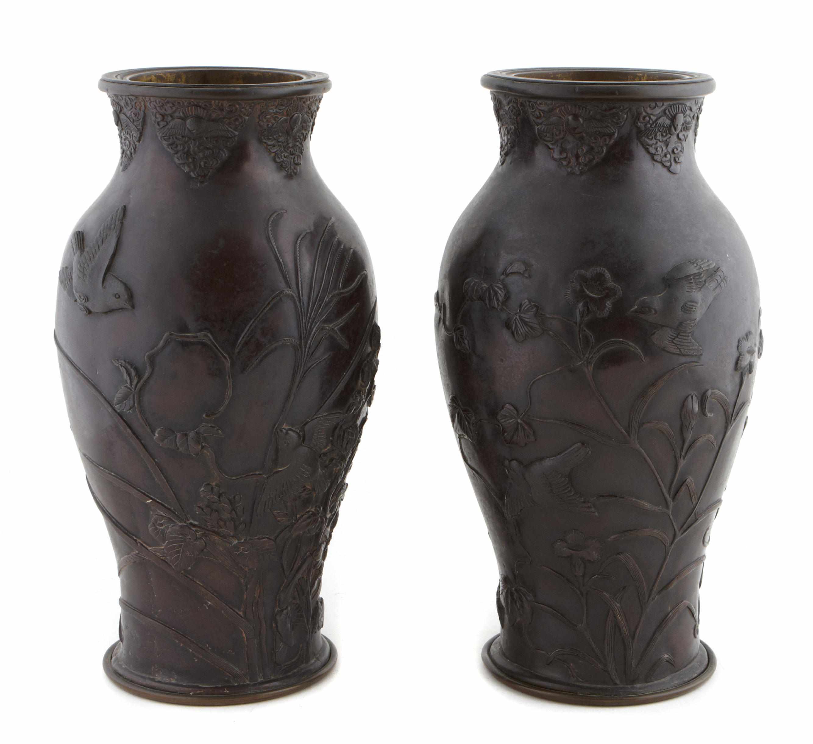 Appraisal: Two bronze vases now as lamp bases height in diameter