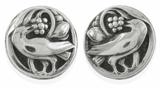 Appraisal: A PAIR OF CUFFLINKS BY GEORG JENSEN CUFFLINKS The stylized