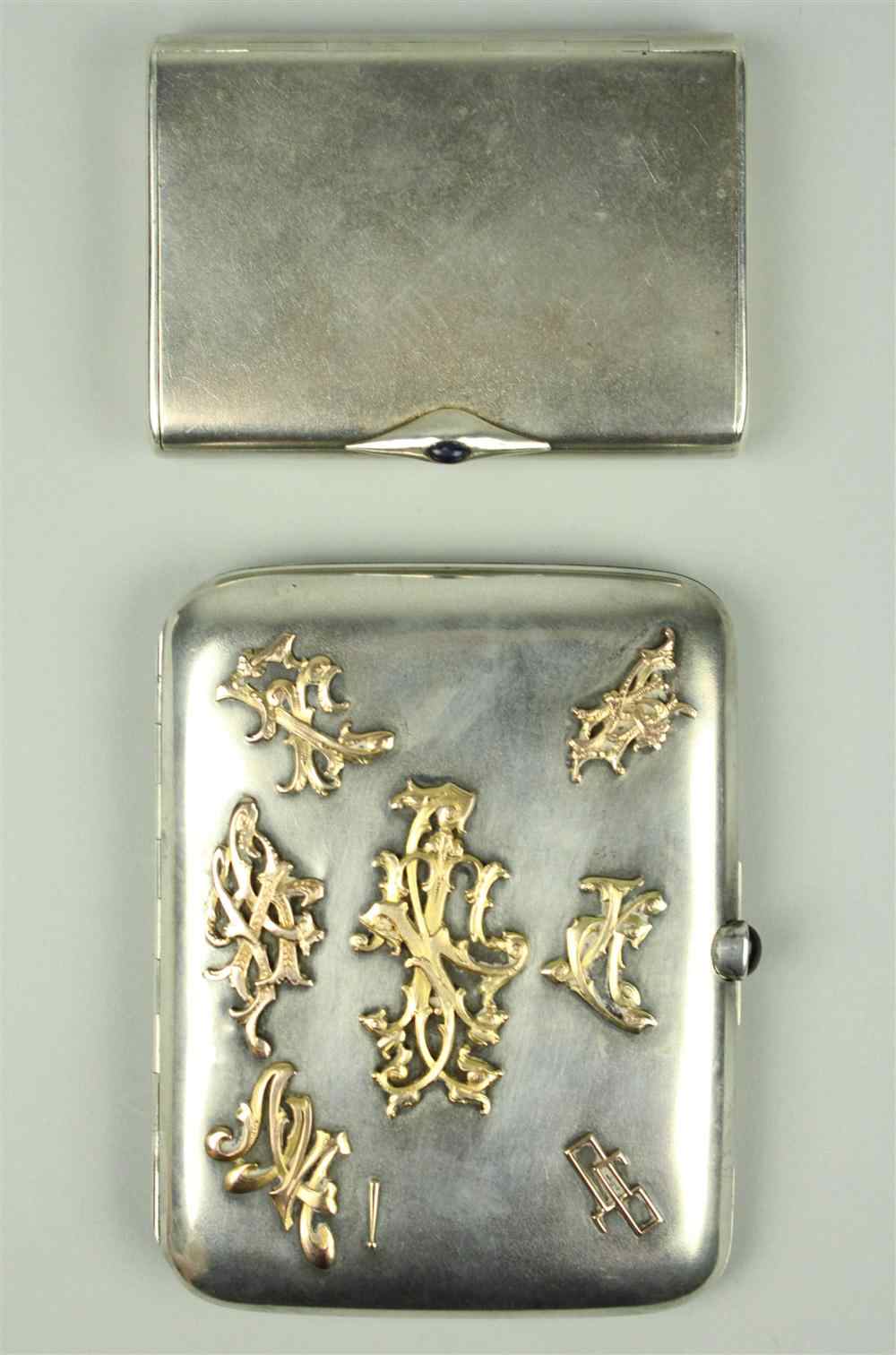 Appraisal: RUSSIAN SILVER CIGARETTE CASE maker's mark ''MK'' with gilt applied