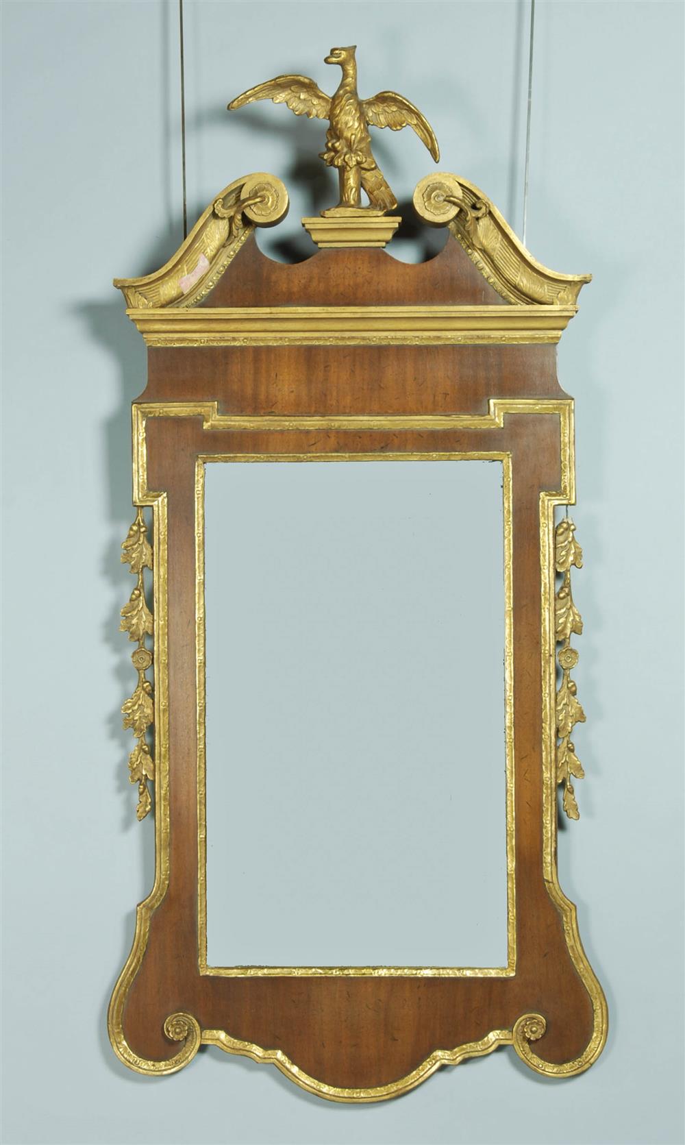 Appraisal: GEORGE I STYLE PARCEL GILTWOOD MIRROR the cresting with spread