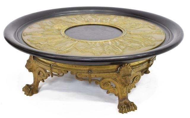 Appraisal: Continental Neoclassical bronze and black stone card tray tazza th