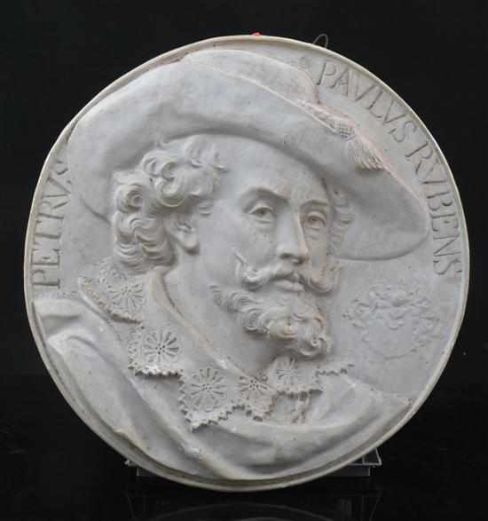 Appraisal: A plaster relief plaque depicting Peter Paul Rubens - th