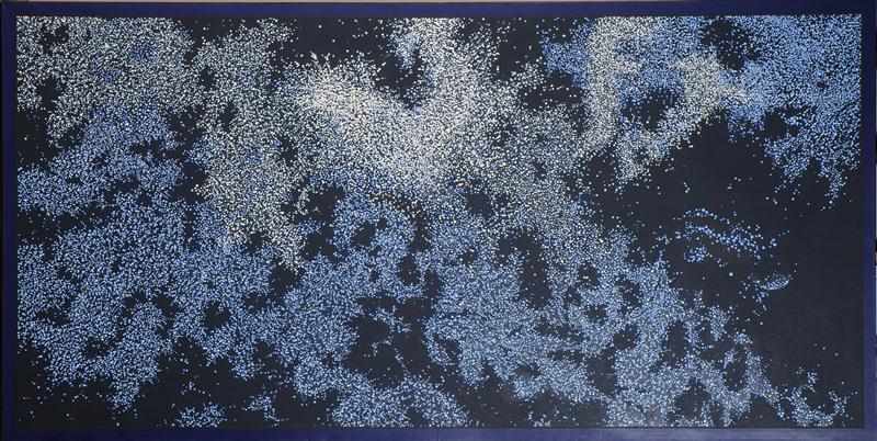 Appraisal: PETER YOUNG b STAR PAINTING Acrylic on canvas unframed Provenance