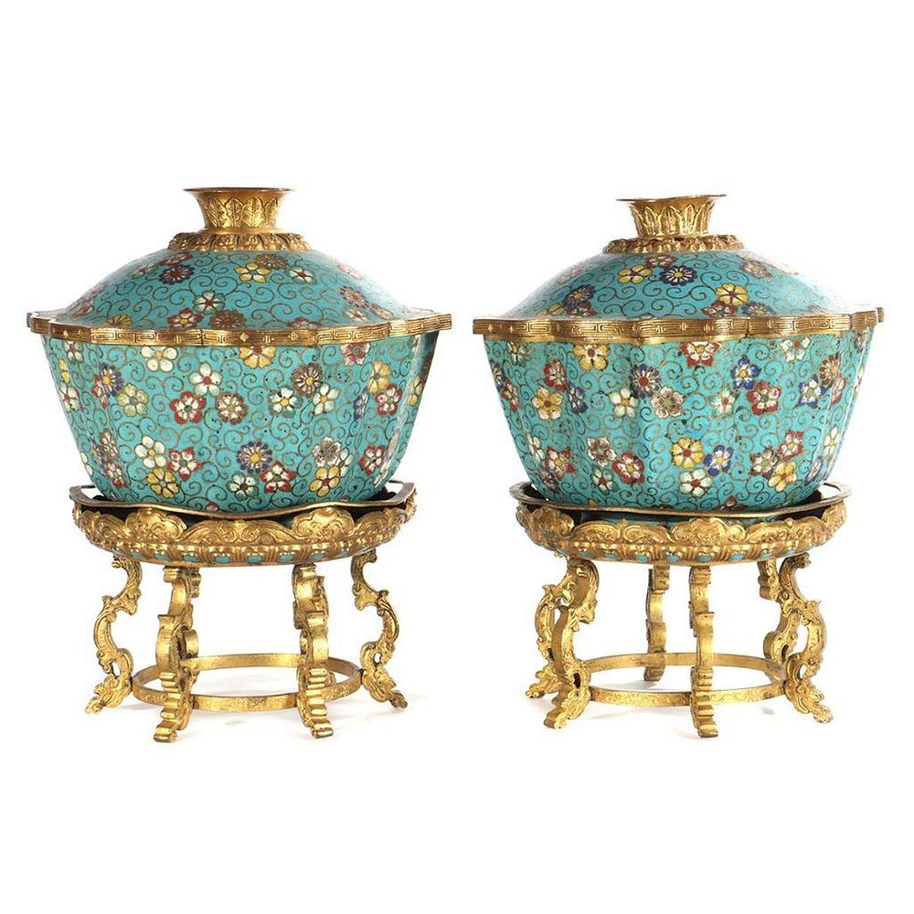 Appraisal: A pair of - th century Chinese Cloisonne A pair