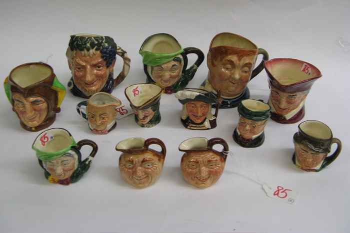 Appraisal: FOURTEEN ENGLISH CHARACTER JUGS Royal Doulton medium jugs including Fat