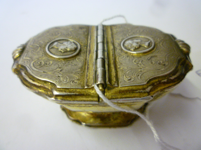 Appraisal: A GERMAN GILDED BOX c of oval tapering form the