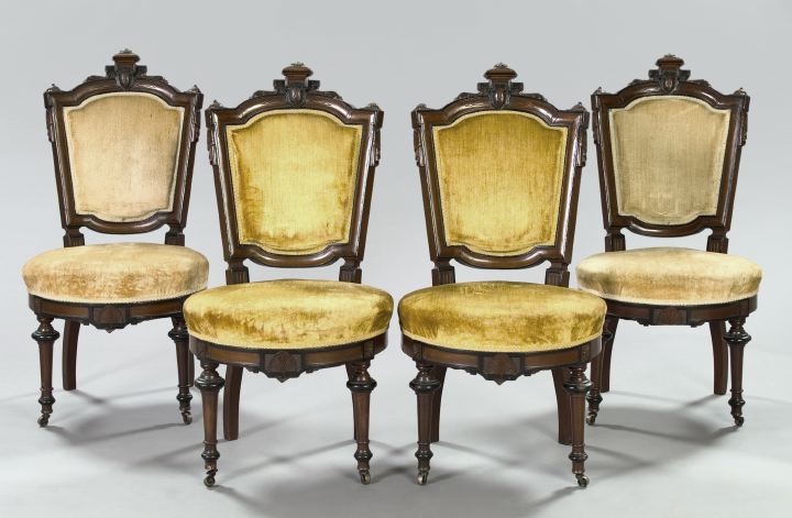 Appraisal: Suite of Four American Renaissance Revival Walnut Sidechairs third quarter