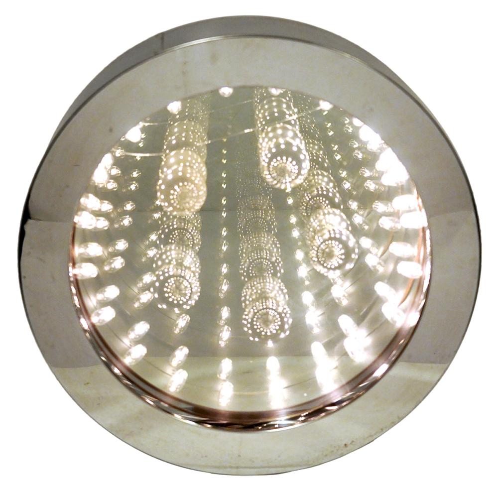 Appraisal: ROUND CHROME INFINITY MIRROR STYLE OF CURTIS JERERound chrome glass