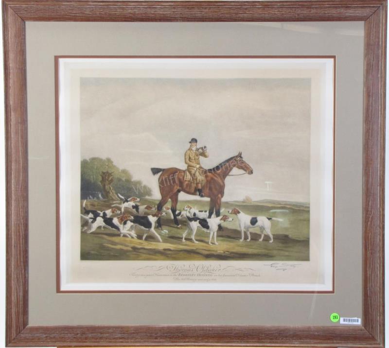 Appraisal: An antique hunt scene engraving by Eugene James Tily based