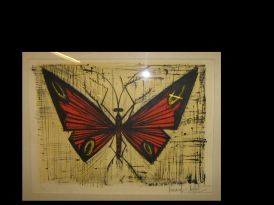 Appraisal: BERNARD BUFFET The Red and Yellow Butterfly Color lithograph x