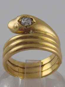 Appraisal: An antique carat gold snake ring set with an old