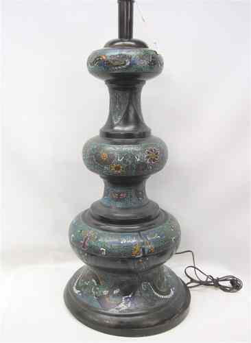 Appraisal: A CHINESE CHAMPLEVE ENAMEL AND BRONZE FLOOR LAMP The ''