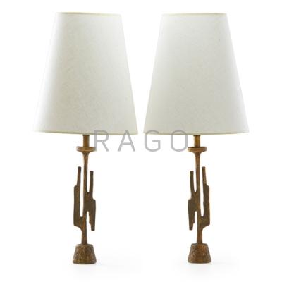 Appraisal: ALICIA PENALBA - Pair of table lamps France s Patinated