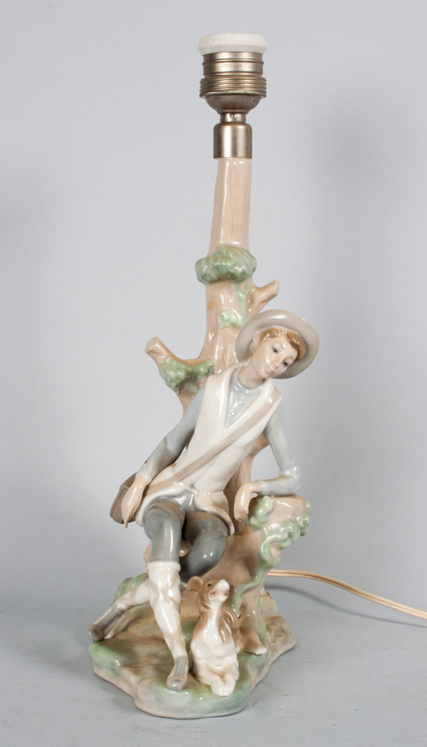 Appraisal: Lladro porcelain figural lamp modeled as peasant boy and dog