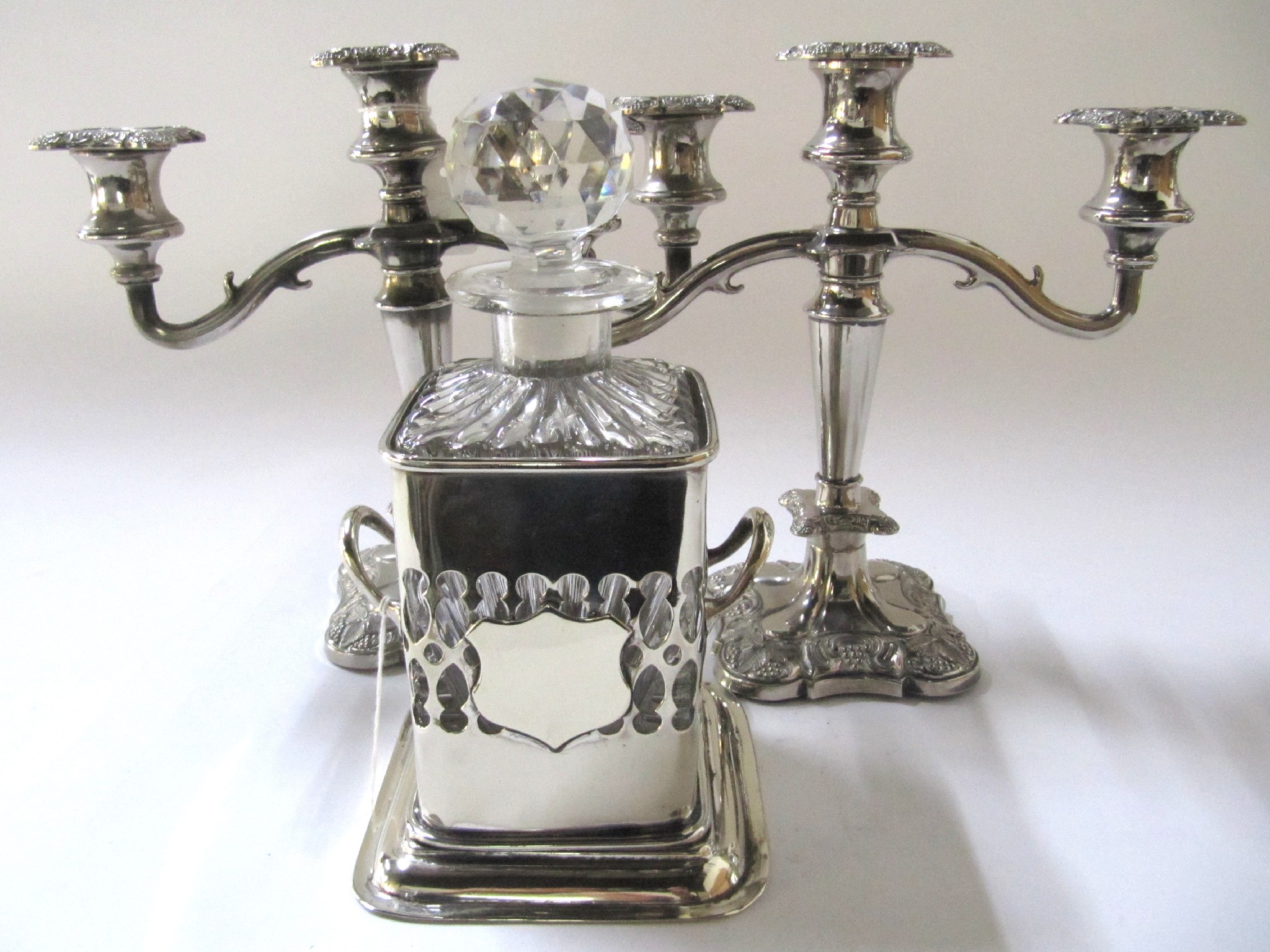 Appraisal: A lot comprising an EP bottle stand with decanter and