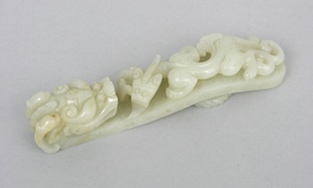 Appraisal: A Carved Jade Dragon Ornamental Belt Hook A carved jade