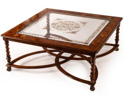 Appraisal: A large glass top coffee table by Jonathan Charles the