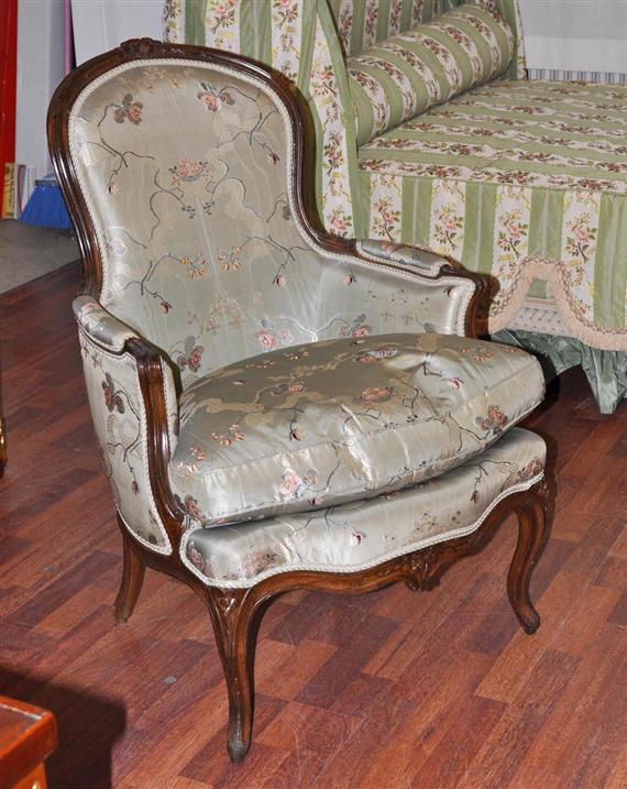 Appraisal: WING BACK CHAIR Louis XV stamped L M LEFEVRE Louis