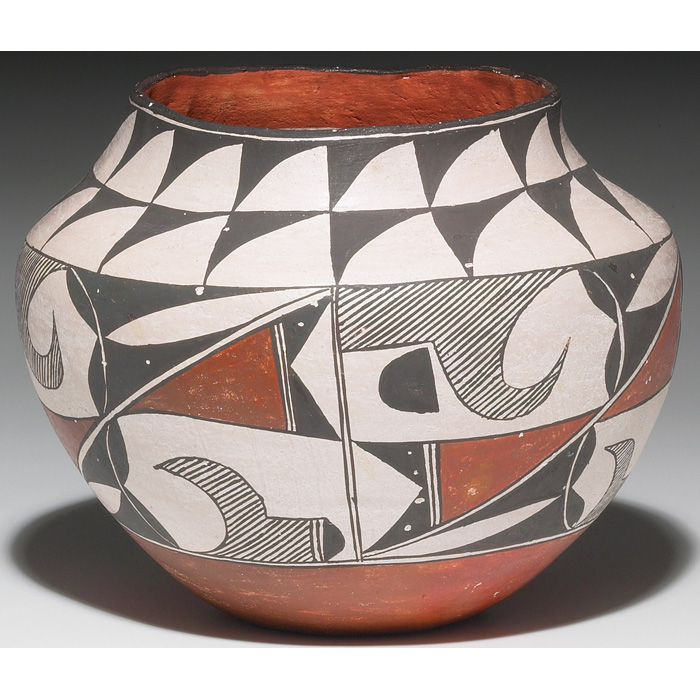 Appraisal: Acoma olla painted designs in black and red signed Lupe