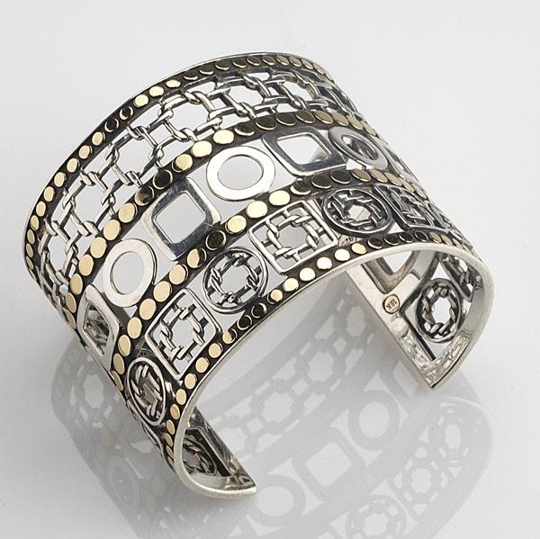 Appraisal: JOHN HARDY DOT SILANG CUFF Sterling and k yg gs