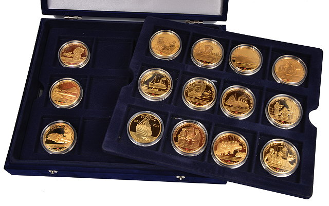 Appraisal: A GROUP OF FIFTEEN GILT COINS commemorating the Centenary of