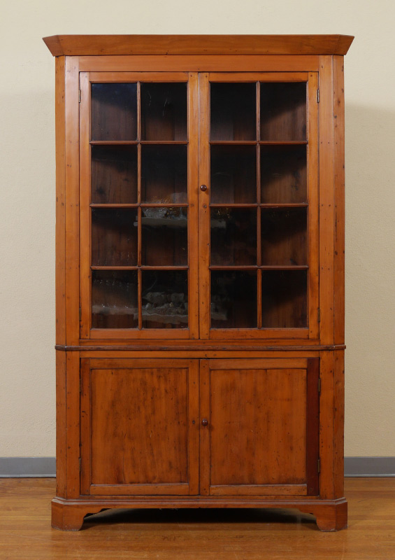 Appraisal: LARGE BIRDS EYE MAPLE AMERICAN CORNER CUPBOARD Early to mid