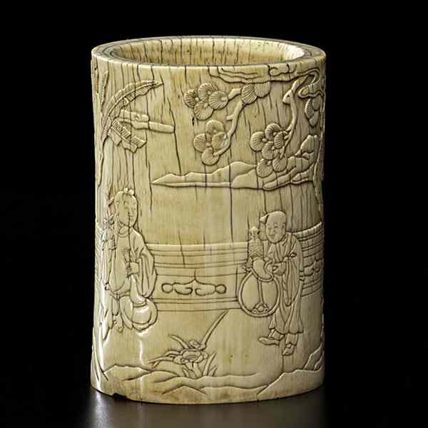 Appraisal: Chinese th Century Ivory Brush Pot Chinese th century An