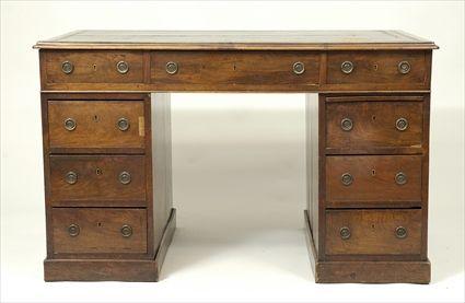 Appraisal: English Victorian Walnut Pedestal Desk x x in