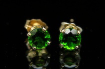 Appraisal: Tsavorite Stud Earrings K yellow gold stud earrings set with